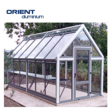 Direct factory selling aluminum frame greenhouse with polycarbonate roof glass garden morden aluminium greenhouse